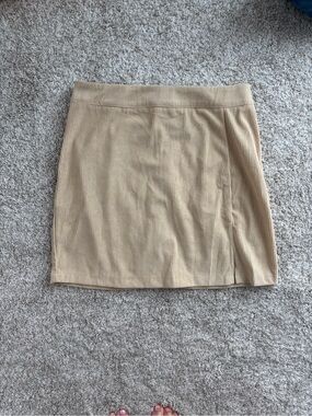 SHEIN Beige Ribbed corduroy Mini Skirt